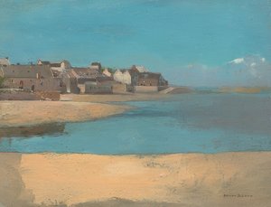 海沿いの村、ブルターニュ。 1880年頃 作： Odilon Redon