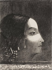 ドルイド巫女のような顔でドラマチックで壮大 作： Odilon Redon