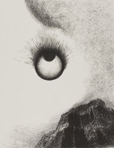 どこでも眼球が燃えている、プレート 9 聖アントニウスの誘惑 (第 1 シリーズ) から 作： Odilon Redon