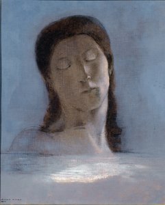 Eyes closed - 油彩・厚紙 作： Odilon Redon