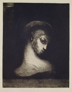 女性の頭 作： Odilon Redon