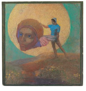 翼のある頭を持った姿（lcareの堕落） 作： Odilon Redon