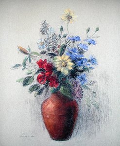 花（紙にパステル） 作： Odilon Redon