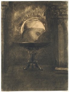 フリジア帽をかぶった頭部、サルヴァーの上 作： Odilon Redon