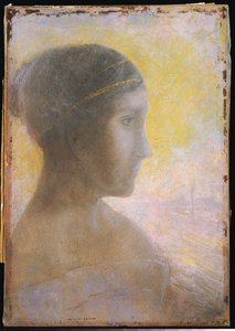 横顔の若い女性の頭、1895年頃 作： Odilon Redon