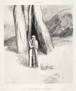 ゴヤへのオマージュ：悲惨な風景の狂人、1885年。 作： Odilon Redon