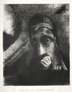 ゴヤへのオマージュ：私の夢の中で、私は1885年に謎の顔を見た。 作： Odilon Redon