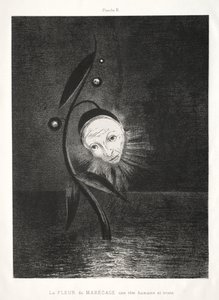ゴヤへのオマージュ：マーシュフラワー、悲しい人間の頭、1885年。 作： Odilon Redon