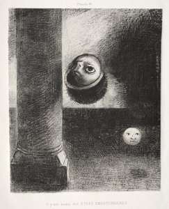 ゴヤへのオマージュ：胚性存在もあった、1885。 作： Odilon Redon