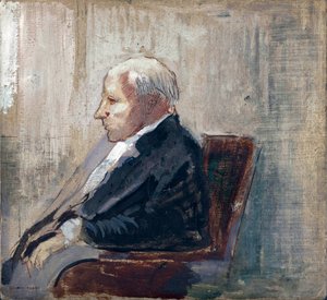 座っている男 - オディロン・ルドン (1840-1916) 作、厚紙に油彩 (21.9x23.5 cm)、1910年頃 - MOMA (近代美術館)、ニューヨーク (アメリカ) 作： Odilon Redon