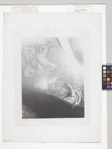 He Falls Into The Abyss... (チンアップリケ紙にリトグラフ) 作： Odilon Redon