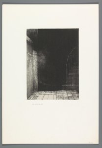 Je vis une lueur large et pale La Maison Hautée、6枚のリトグラフの表紙のタイトル ページ Het Haunted House、La Maison Hantée、Bulwer-Litton によるテキスト付きのイラスト、Rene Philipon によるフランス語への翻訳 (シリーズ タイトル) 作： Odilon Redon