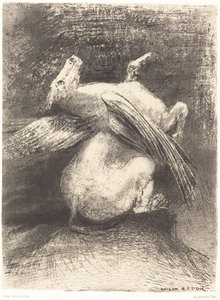無力な翼は動物をその黒い空間に持ち上げませんでした 作： Odilon Redon