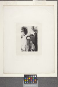 おばあさん：「なにが怖いの？」 (チンアップリケ紙にリトグラフ) 作： Odilon Redon