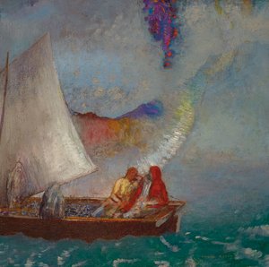 灰色の帆、1900-05年頃（キャンバスに油彩） 作： Odilon Redon