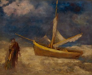 疎外された漁師 作： Odilon Redon