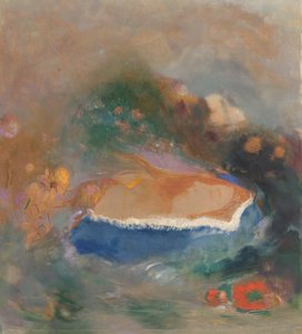 水中の青いウィンプルを持つオフィーリア 作： Odilon Redon