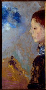 マリンパスに描かれたアリ・ルドン（1889-1972）の肖像（画家の息子）。オディロン・ルドン（1840-1916）の絵画