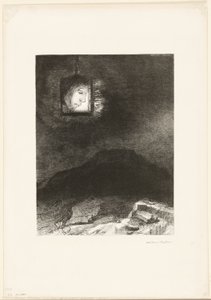 Precarious Glimmering, a Head Suspended from Infinity, プレート 3/6 作： Odilon Redon