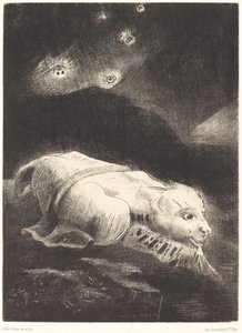 未知の物質の奥深くで生命が目覚めていたとき 作： Odilon Redon
