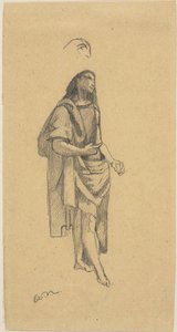 洗礼者聖ヨハネ、頭部のスケッチ付き 作： Odilon Redon
