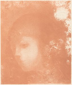 花を持つ子供の頭 作： Odilon Redon