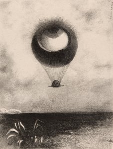 The Eye, Like a Strange Balloon Moves Towards Towards Infinity, プレート 1 から エドガー・ポーへ 作： Odilon Redon