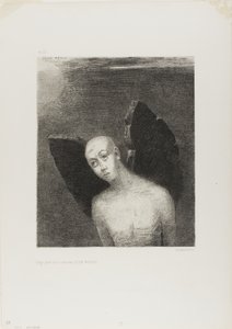 失われた天使は夜から黒い翼を開いた 作： Odilon Redon