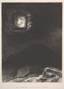 空間にぶら下がっている漠然とした頭のかすかな光、1891年。 作： Odilon Redon