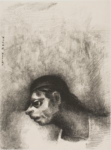 陪審員』より「壁のひび割れから死者の頭部が映し出された 作： Odilon Redon