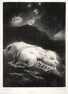 未知の物質の深みで生命が目覚めたとき 作： Odilon Redon