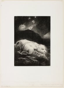 When Life Was Awakening in the Depth of Obscure Matter、「Les Origines」からのプレート 1/8 作： Odilon Redon