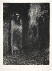 夜のこと。男は一人で夜の風景の中にいた」1886年 作： Odilon Redon Lemercier and Cie.