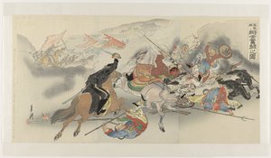 鳳凰城の苦戦 方丈に書誌文頭の図 作： Ogata Gekko
