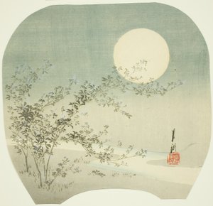 満月と小川の秋の花 作： Ogata Gekko