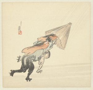 雨の中を走る 2 人のミュージシャン 作： Ogata Gekko