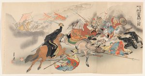 鳳凰城での激しい戦いに従事する2人の将軍とその部下 作： Ogata Gekko