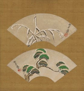 雪を積んだ草と雪を積んだ松の枝 作： Ogata Kenzan