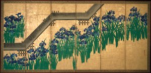 八橋の杜若 作： 尾形光琳