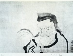 老人像 尾形光琳(1658-1716)画 絹本墨画 日本文明史 江戸時代 作： Ogata Korin