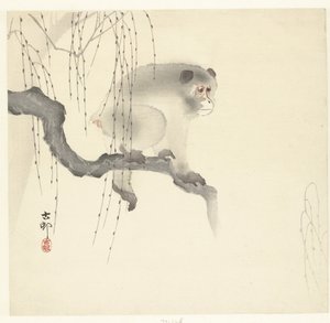 木の枝に猿 作： Ohara Koson
