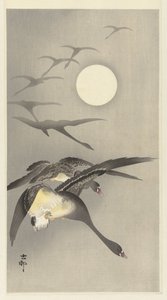 満月のガチョウ 作： Ohara Koson