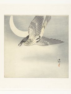 三日月のカッコウ 作： Ohara Koson