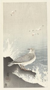 岩の上のカモメ 作： Ohara Koson