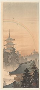 パゴダと虹 作： Ohara Koson