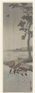 雨の田植え機 作： Ohara Koson