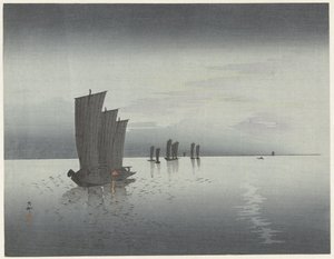 釣り船 作： Ohara Koson