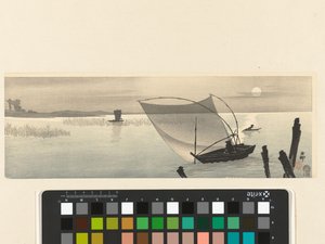 満月の漁船 作： Ohara Koson