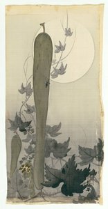 満月の野生のキュウリ 作： Ohara Koson