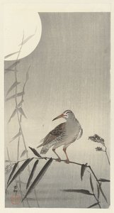 竹の枝の黒ライダー 作： Ohara Koson
